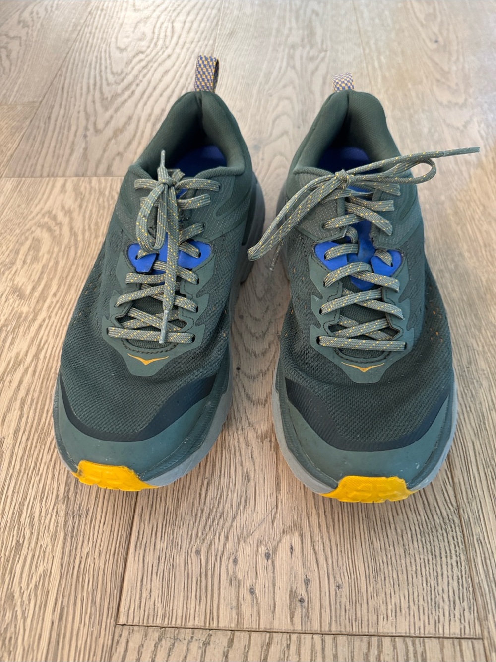 Hoka Men’s Olive Green Sneakers with Blue Insole